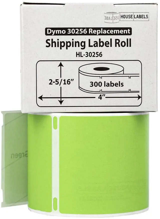 Alt view image 2 of 7 - Compatible with Dymo 30256 Labels, Green, 2-5/16" x 4" | Shipping Labels; Compatible With Dymo LW 450, 4XL (Not 5**, 5XL), Rollo & Zebra; 50 Rolls /15000 Labels