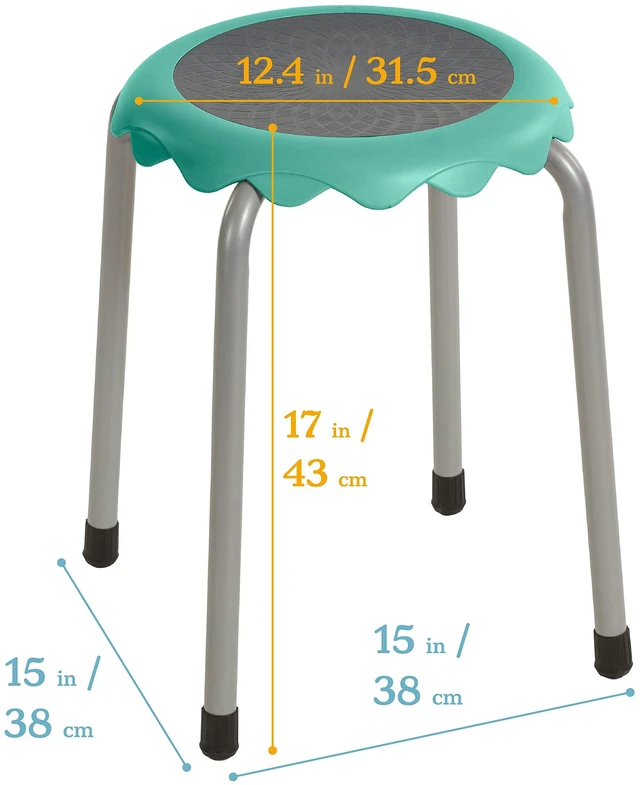 Alt view image 3 of 7 - Daisy Stackable Stool Set, 17in Seat Height, 8-Piece, Contemporary | Durable plastic and steel, GREENGUARD Gold Certified, 275 lb capacity, fully assembled, glides, classroom/home use