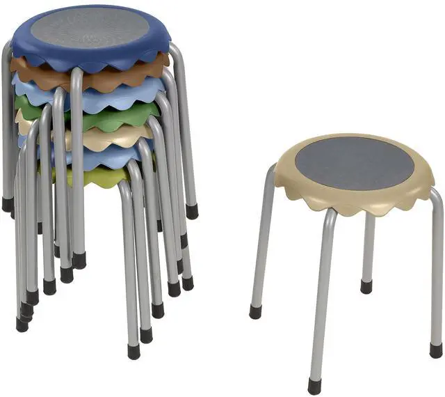 Main image of Daisy Stackable Stool with Glides Seating Set, Flexible Seating, Earthtone, 8-Piece | Durable plastic and steel, GREENGUARD Gold Certified, 275 lb capacity, fully assembled, glides, classroom/home use