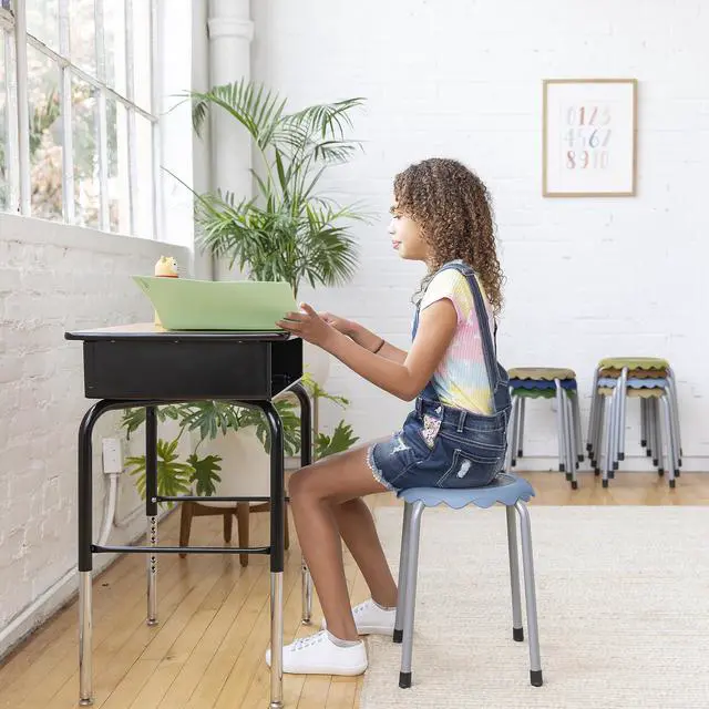 Alt view image 2 of 7 - Daisy Stackable Stool with Glides Seating Set, Flexible Seating, Earthtone, 8-Piece | Durable plastic and steel, GREENGUARD Gold Certified, 275 lb capacity, fully assembled, glides, classroom/home use