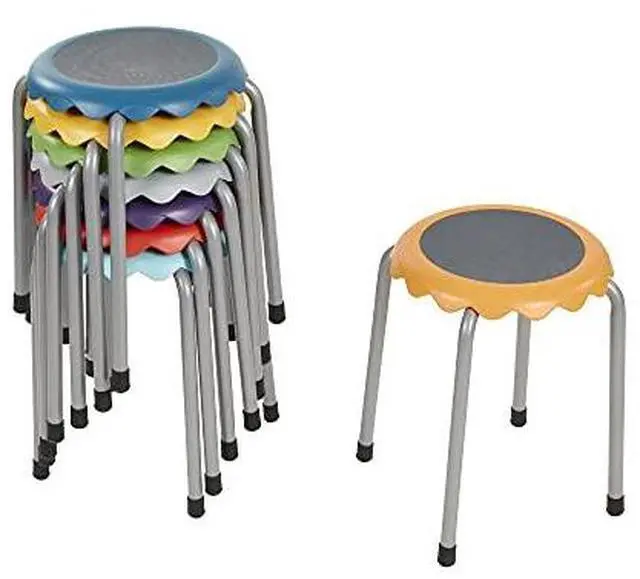Alt view image 2 of 2 - Daisy Stackable Stool with Glides Seating Set, Flexible Seating, Assorted, 8-Piece | Durable plastic and steel, GREENGUARD Gold Certified, 275 lb capacity, fully assembled, glides, classroom/home use