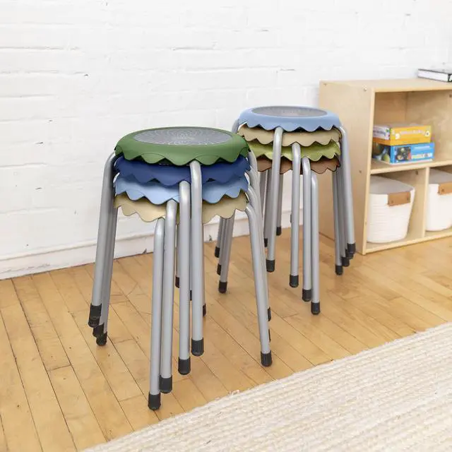 Alt view image 7 of 7 - Daisy Stackable Stool with Glides Seating Set, Flexible Seating, Earthtone, 8-Piece | Durable plastic and steel, GREENGUARD Gold Certified, 275 lb capacity, fully assembled, glides, classroom/home use