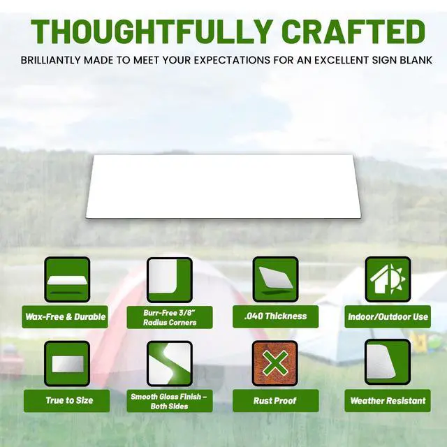 Alt view image 2 of 6 - Aluminum Sheet Blanks for Custom Signs, 6 x 24 x.040 in, White, 5 Packs | Double-Sided, Weatherproof, Yard & Garage Sale Use, Sublimation Metal Plate, Vinyl & Digital Print Ready, Burr-Free Corners