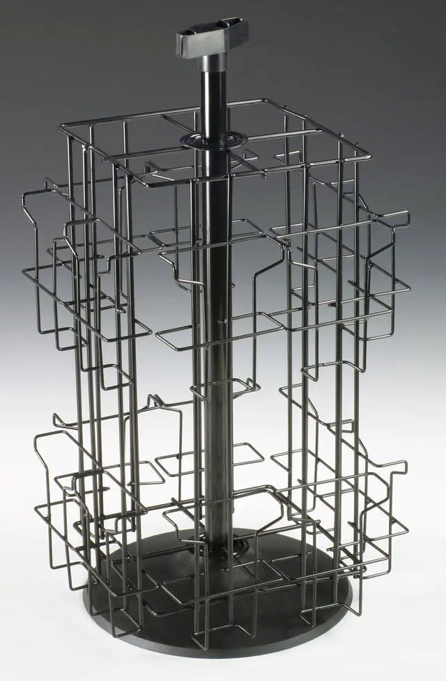 Main image of Wire Literature Display for Counter | Rotating Brochure Rack, Black, 16 Full-View Pockets, For 4x9 Pamphlets, Plastic Sign Holder Included, WSCB216