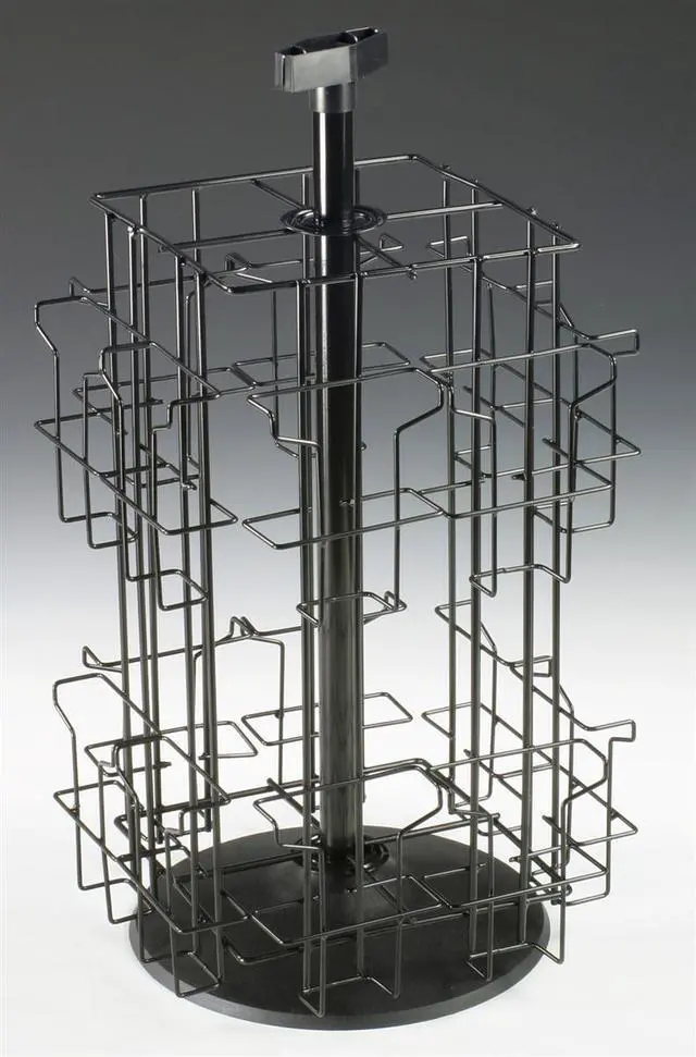 Alt view image 2 of 5 - Wire Literature Display for Counter | Rotating Brochure Rack, Black, 16 Full-View Pockets, For 4x9 Pamphlets, Plastic Sign Holder Included, WSCB216