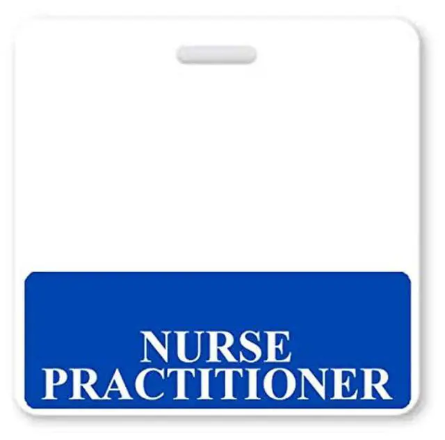 Main image of 5 Pack - Nurse Practitioner Badge Buddy - Heavy Duty Horizontal Badge Buddies for Nurse Practitioners - Spill & Tear Proof Cards - 2 Sided Quick Role Identifier ID Tag Backer by (Blue)