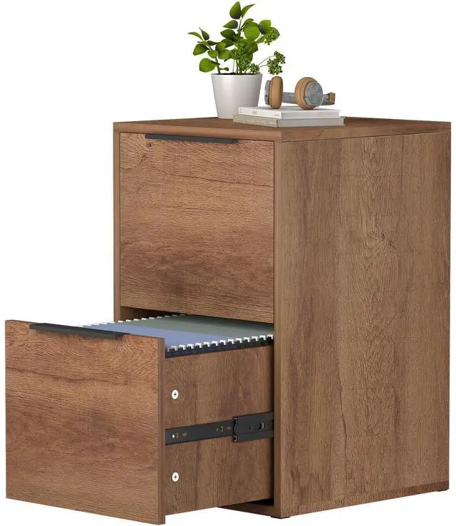 Main image of File Cabinet, 2 Drawer Filing Cabinet for Home Office, Modern Farmhouse File Cabinets with Hanging Rail for Letter Files,Small Vertical File Cabinets, Brown