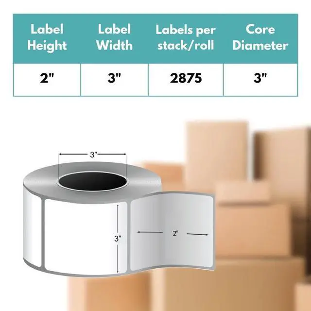 Alt view image 5 of 6 - PSBM 4 Rolls 3 x 2 Inch Thermal Transfer Label Stickers, 3 Inch Core, 2875 Labels/Roll, Fade-Resistant Label for Barcode and Shipping Printing, Compatible with Zebra, Sato & Datamax
