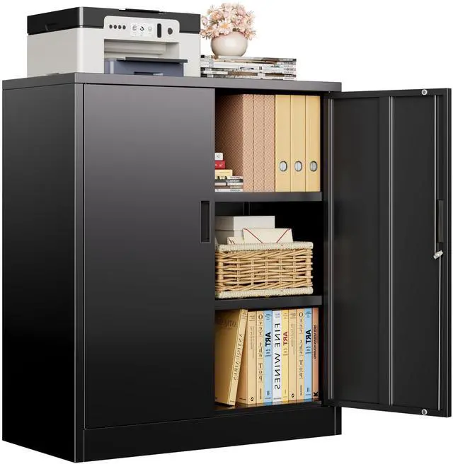 Main image of Metal Storage Cabinet, 36" H Locking Storage Cabinet with Shelves and Doors, Metal Cabinets for Home Office, Garage, Utility Room and Basement (Black)