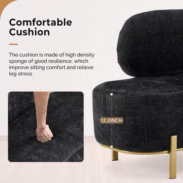 Alt view image 3 of 7 - Waiting Room Bench with Back, 55.1" Office Guest Chair, Chenille Fabric Reception Seating, Lobby Bench for Beauty Salon Barbershop Airport Bank Hall Room Conference