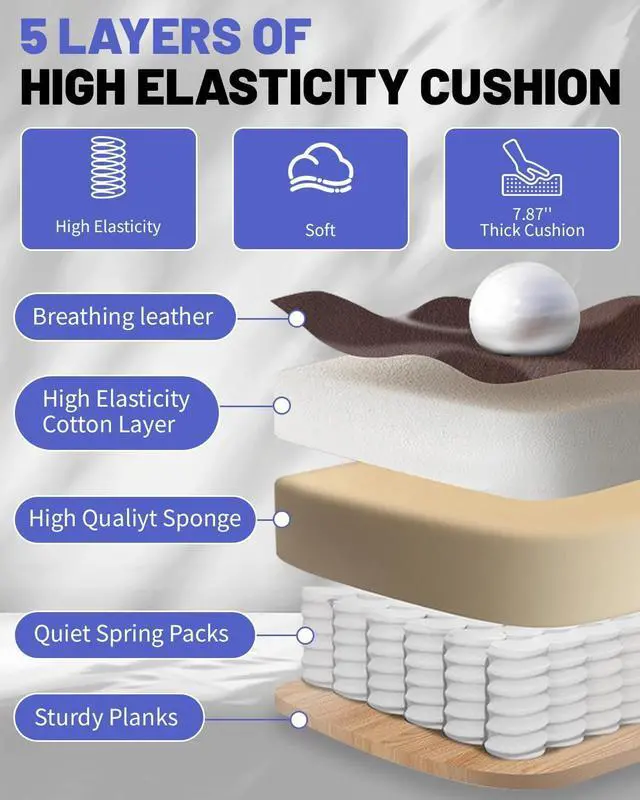 Alt view image 7 of 7 - 800LBS Big and Tall Office Chair for Heavy People, Heavy Duty Executive Chair with High Back, Extra Wide Seat and Adjustable Lumbar, Large Computer Desk Chair Comfortable for Home Office