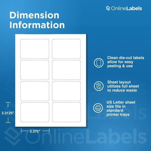Alt view image 2 of 7 - OnlineLabels 2.33" x 3.375" Name Tags - White Matte - 25 Sheets | Permanent Adhesive, Blank Rectangle Tags, Inkjet & Laser Compatible, Ideal for Conference, Event, & Visitor Badges
