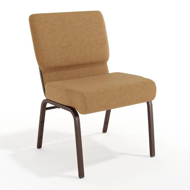 Alt view image 3 of 7 - Caramel Fabric 21" W Stacking Church Chair | Copper Vein Frame, Fabric Upholstery