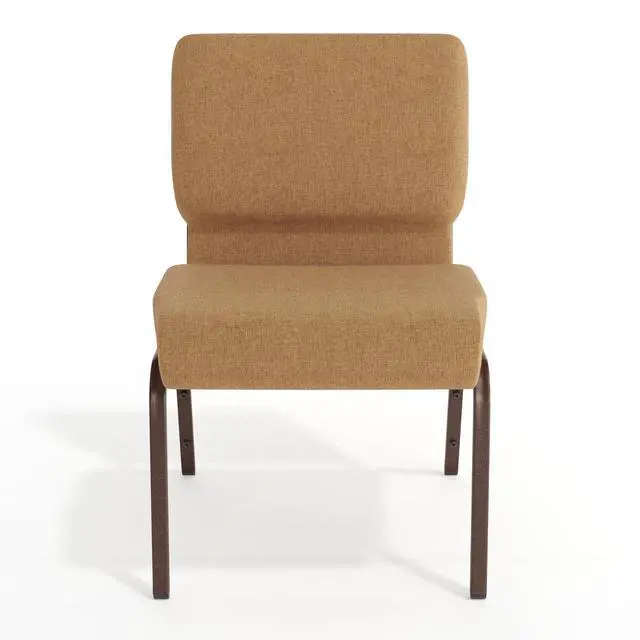 Alt view image 6 of 7 - Caramel Fabric 21" W Stacking Church Chair | Copper Vein Frame, Fabric Upholstery