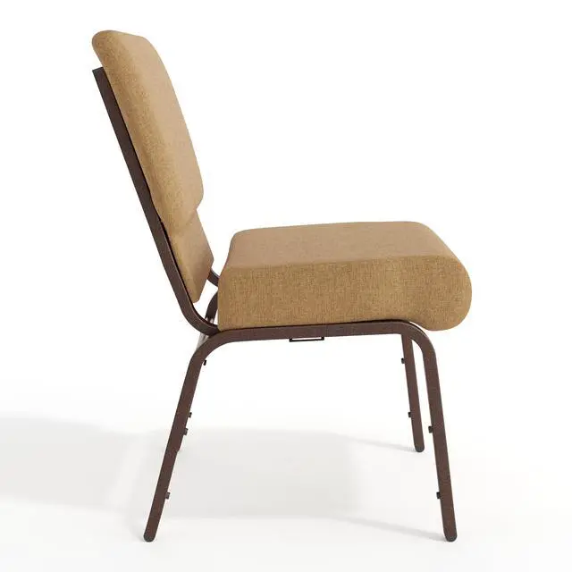 Alt view image 7 of 7 - Caramel Fabric 21" W Stacking Church Chair | Copper Vein Frame, Fabric Upholstery