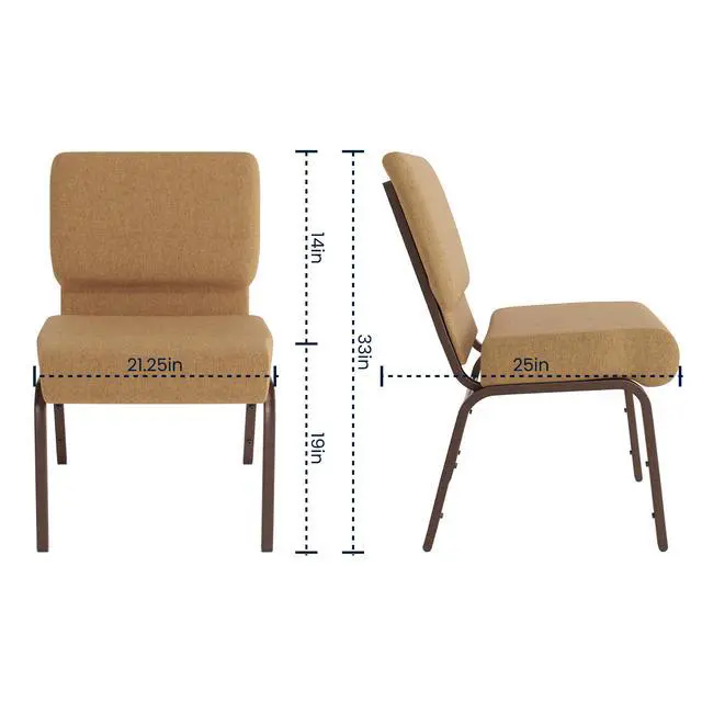 Alt view image 2 of 7 - Caramel Fabric 21" W Stacking Church Chair | Copper Vein Frame, Fabric Upholstery