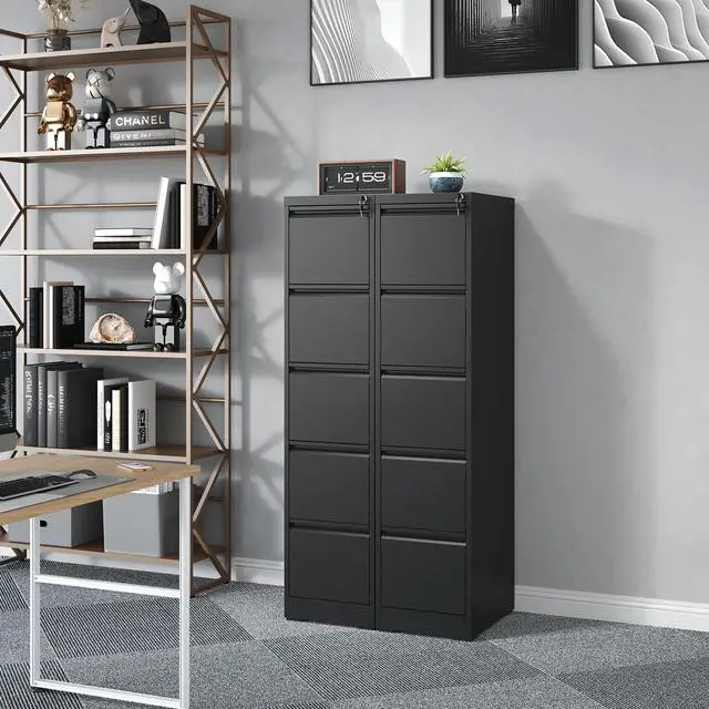 Alt view image 2 of 6 - 5 Drawer File Cabinet with Lock, Metal Filing Cabinets for Home Office | Vertical File Cabinet Heavy Duty Steel Office Storage Cabinet for Letter/Legal/A4 Size Files, Easy Assembly