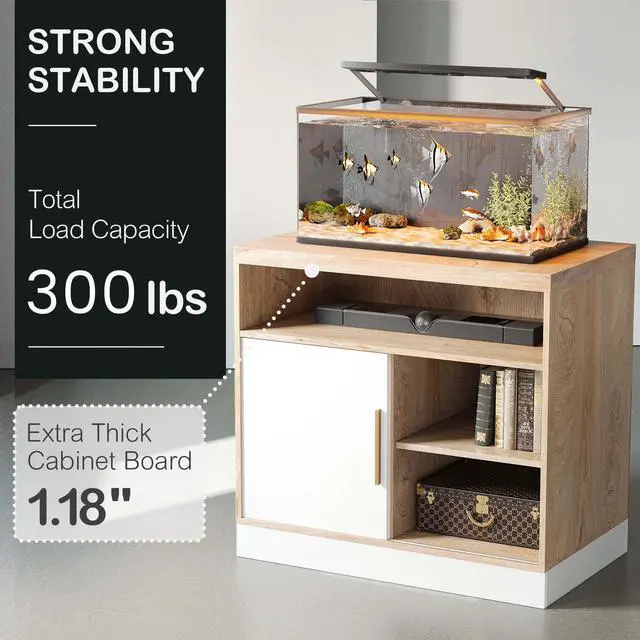 Alt view image 4 of 7 - Wood Accent Storage Cabinet with Shelves and Sliding Door | Floor Standing Storage Cabinet for Home Office, Tool, Arts, Craft, Supply, 31"W × 20"D × 29"H, Printer Stand, White Walnut