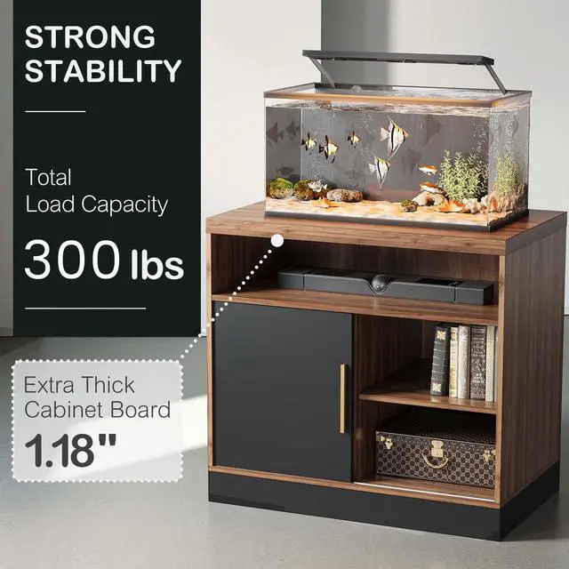 Alt view image 3 of 7 - Wood Accent Storage Cabinet with Shelves and Sliding Door | Floor Standing Storage Cabinet for Home Office, Tool, Arts, Craft, Supply, 31"W × 20"D × 29"H, Printer Stand, Black Walnut