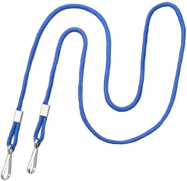 Main image of Bulk 100 Pack - Double Clip Lanyards for Events - Open Ended Lanyard with Two J Hooks - No Twist Badge Holders (Blue)