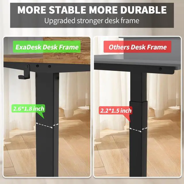 Alt view image 5 of 7 - 63 x 30 Inch Electric Standing Desk with 2 Drawers, Adjustable Height Widened Stand Up Desk with Storage, Sit to Stand Ergonomic Workstation for Home Office, Light Rustic