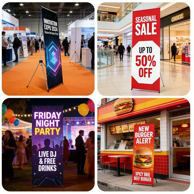 Alt view image 4 of 7 - Adjustable X Banner Stand 24"x63" to 30"x72" 3 PACK,Reinforced One Piece Top Bar, Portable Aluminum X Frame Display with Carry Bag for Trade Shows & Events (STAND ONLY)