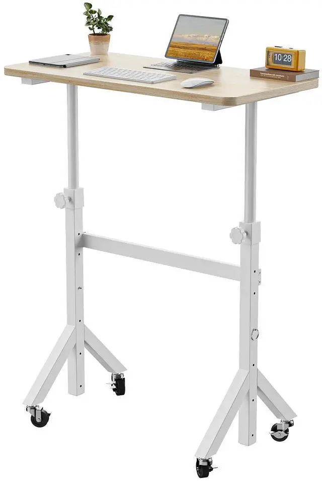 Main image of Small Standing Desk Adjustable Height, 6 Height Settings Up to 46.5, Walking Pad Desk with Triangular Leg Design, Smooth Mobility with Lockable Wheels, Standing Desk for Walking Pad