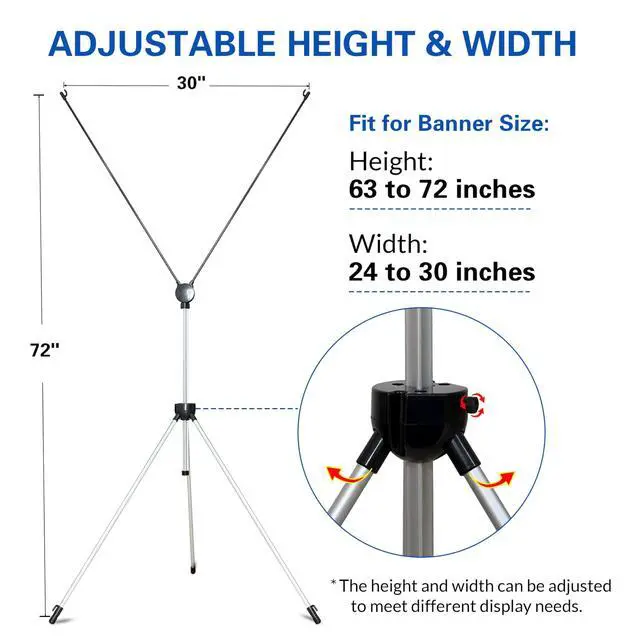 Alt view image 6 of 7 - Adjustable X Banner Stand 24"x63" to 30"x72" 3 PACK,Reinforced One Piece Top Bar, Portable Aluminum X Frame Display with Carry Bag for Trade Shows & Events (STAND ONLY)