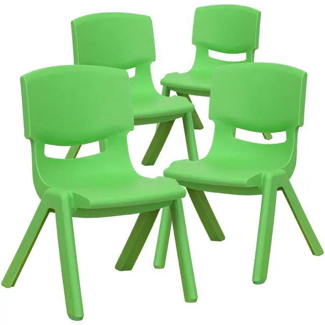 Alt view image 5 of 7 - Green Plastic Stackable School Chair, 10.5" Seat, 4-Pack | Recommended for Preschool - Kindergarten Students