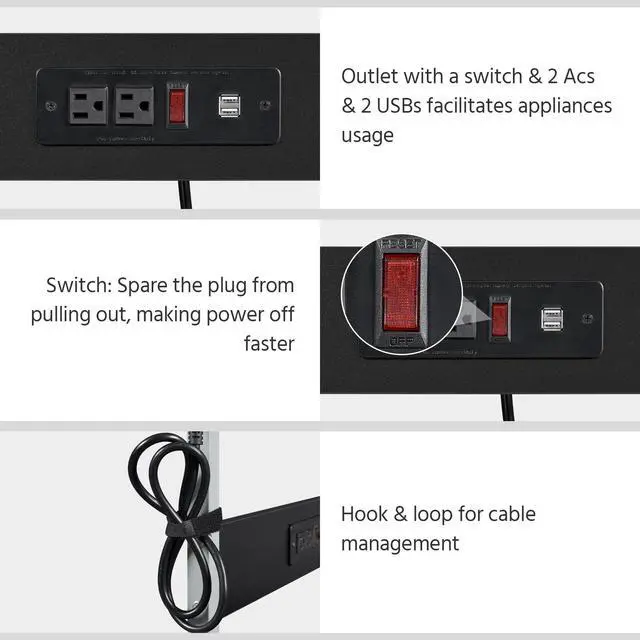 Alt view image 6 of 7 - Rolling Computer Desk with Charging Station and 2 USB Ports for Small Space, Study Writing Desk with Keyboard Tray and Printer Shelf for Home Office, Compact Study Table with Wheels, Black