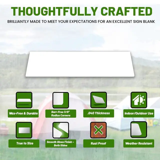 Alt view image 2 of 6 - Aluminum Sheet Blanks for Custom Signs, 6 x 18 x.040 in, White, 5 Packs | Double-Sided, Weatherproof, Yard & Garage Sale Use, Sublimation Metal Plate, Vinyl & Digital Print Ready, Burr-Free Corners