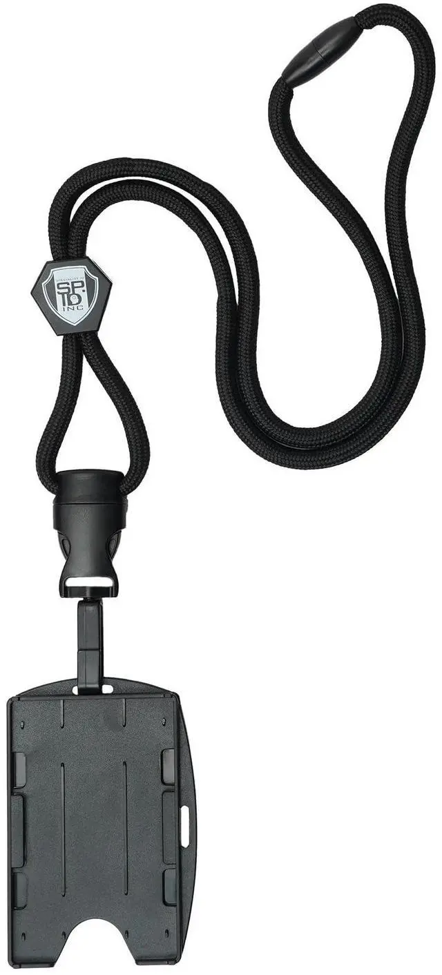 Main image of Bulk 25 Pack - Metal Detector Friendly Lanyard w/Badge Holder - 2 Card Display - Double Sided Open Face Horizontal/Vertical - Breakaway Cord - Detachable Clip - Quick Release Buckle by
