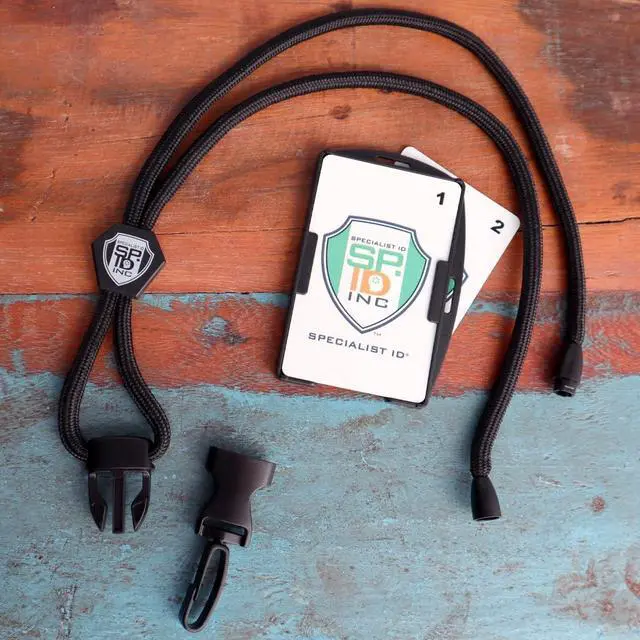 Alt view image 4 of 7 - Bulk 25 Pack - Metal Detector Friendly Lanyard w/Badge Holder - 2 Card Display - Double Sided Open Face Horizontal/Vertical - Breakaway Cord - Detachable Clip - Quick Release Buckle by