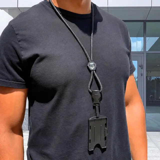 Alt view image 2 of 7 - Bulk 25 Pack - Metal Detector Friendly Lanyard w/Badge Holder - 2 Card Display - Double Sided Open Face Horizontal/Vertical - Breakaway Cord - Detachable Clip - Quick Release Buckle by