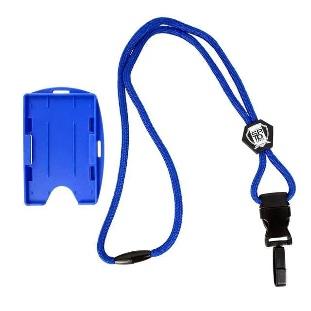 Alt view image 3 of 5 - Bulk 25 Pack - Metal Detector Friendly Lanyard w/Badge Holder - 2 Card Display - Double Sided Open Face Horizontal/Vertical - Breakaway Cord - Detachable Clip - Quick Release Buckle by