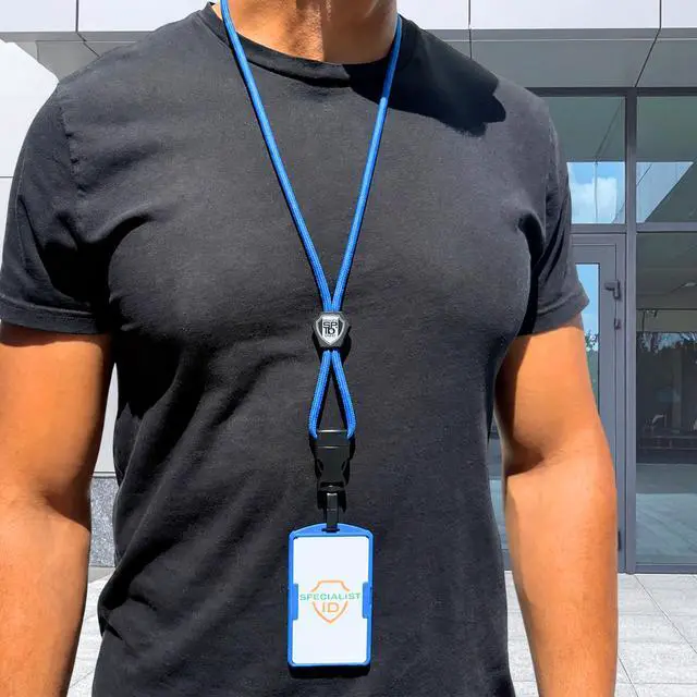 Alt view image 2 of 5 - Bulk 25 Pack - Metal Detector Friendly Lanyard w/Badge Holder - 2 Card Display - Double Sided Open Face Horizontal/Vertical - Breakaway Cord - Detachable Clip - Quick Release Buckle by