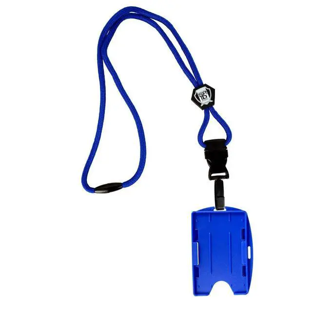 Alt view image 4 of 5 - Bulk 25 Pack - Metal Detector Friendly Lanyard w/Badge Holder - 2 Card Display - Double Sided Open Face Horizontal/Vertical - Breakaway Cord - Detachable Clip - Quick Release Buckle by