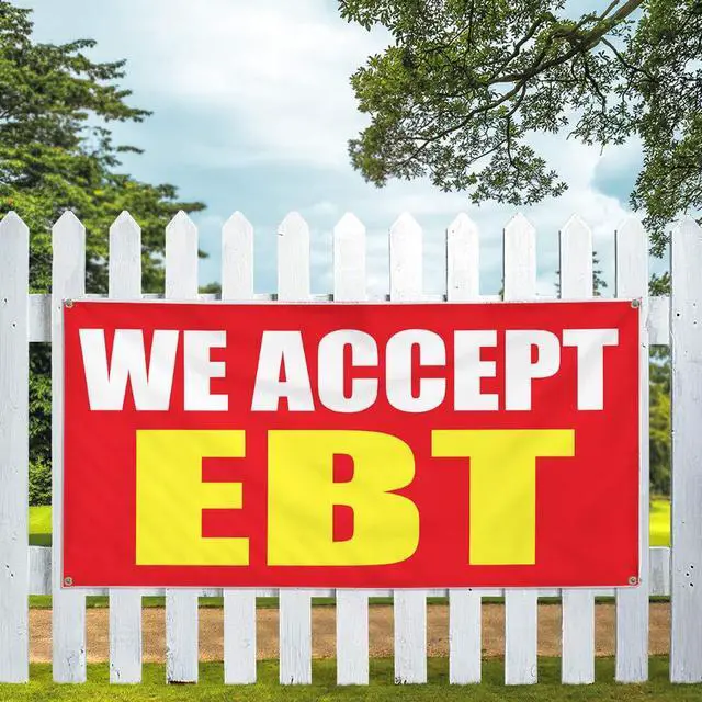 Alt view image 5 of 6 - Vinyl Banner We Accept Ebt Promotion Business B 10 Grommets 60x144Inches | Multiple Sizes Outdoor Weatherproof Industrial Yard Signs Red We Accept Ebt Banner