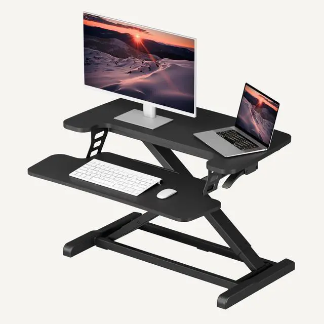 Main image of Standing Desk Converter 28" Desk Riser for Home Office, Compact Sit Stand Desktop Workstation for Laptop & Monitor, Ergonomic Height Adjustable Riser, Black