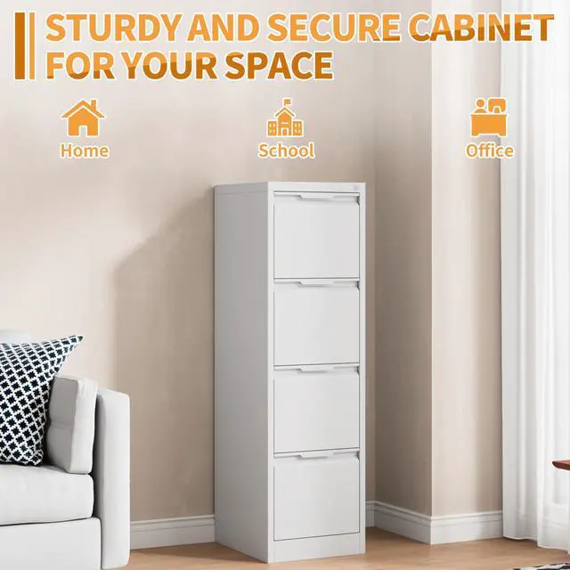 Alt view image 6 of 6 - 4-Drawer Metal File Cabinet with Lock,Steel Printer Stand with Storage for Home Office,Vertical Filing Cabinet for Legal/Letter/A4 Files,Assembly Required