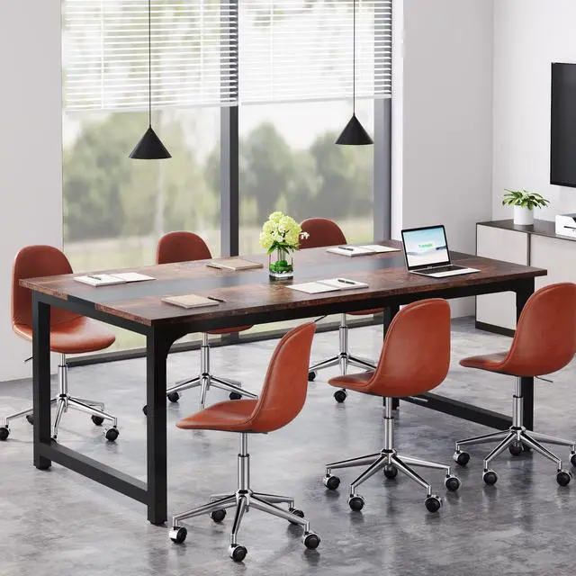 Main image of Conference Table, 6FT Meeting Seminar Table Rectangular Meeting Room Table, 70.8L x 31.5W x 29.5H, Brown/Black