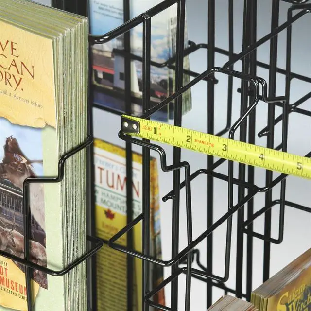 Alt view image 5 of 5 - Wire Literature Display for Counter | Rotating Brochure Rack, Black, 16 Full-View Pockets, For 4x9 Pamphlets, Plastic Sign Holder Included, WSCB216