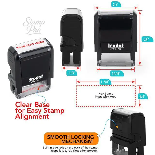 Alt view image 2 of 7 - Stamp Pro Self Inking 2 Line Custom Stamp Personalized Name or Text Stamp for Home, School, Crafts & Business Use Choose Size, Font Style & Ink Color (Medium)