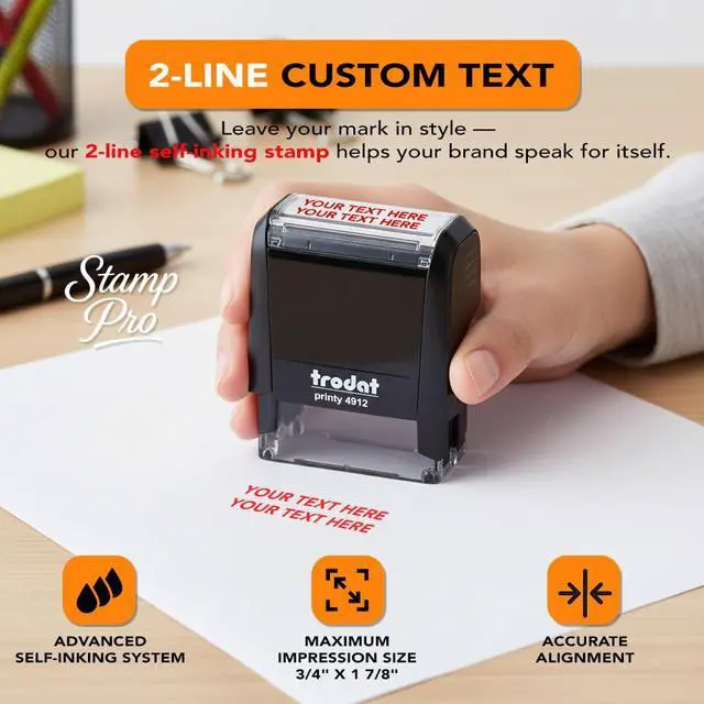 Alt view image 4 of 7 - Stamp Pro Self Inking 2 Line Custom Stamp Personalized Name or Text Stamp for Home, School, Crafts & Business Use Choose Size, Font Style & Ink Color (Medium)
