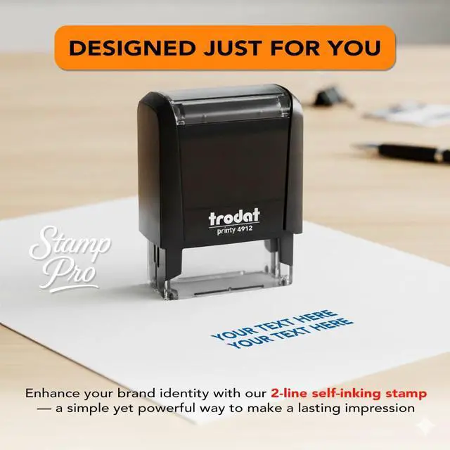 Alt view image 5 of 7 - Stamp Pro Self Inking 2 Line Custom Stamp Personalized Name or Text Stamp for Home, School, Crafts & Business Use Choose Size, Font Style & Ink Color (Medium)