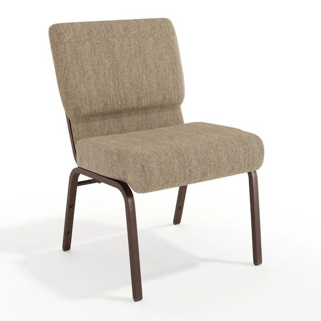 Alt view image 3 of 7 - Beige Fabric 21" W Stacking Church Chair | Copper Vein Frame, Fabric Upholstery