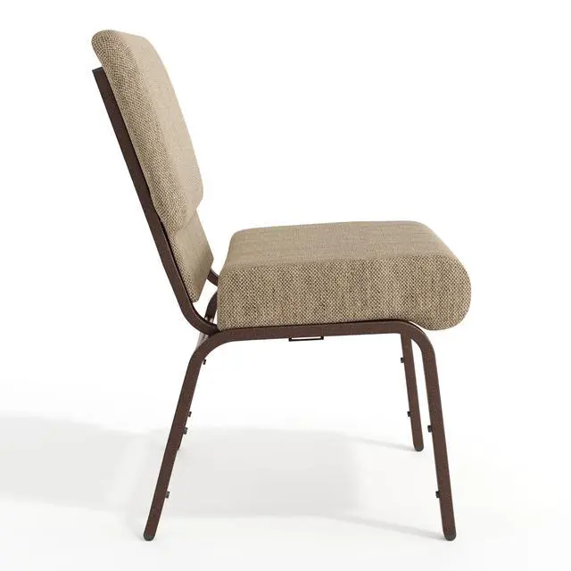 Alt view image 7 of 7 - Beige Fabric 21" W Stacking Church Chair | Copper Vein Frame, Fabric Upholstery