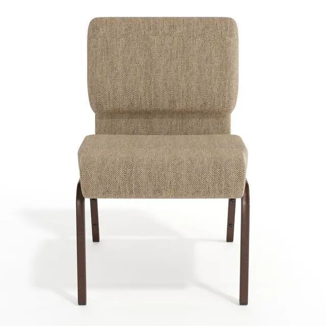 Alt view image 6 of 7 - Beige Fabric 21" W Stacking Church Chair | Copper Vein Frame, Fabric Upholstery