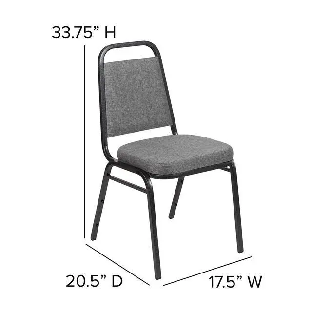 Alt view image 2 of 7 - Gray Fabric Trapezoidal Back Stacking Banquet Chair | 2.5 in Thick Seat, Silver Vein Frame, Fabric Upholstery