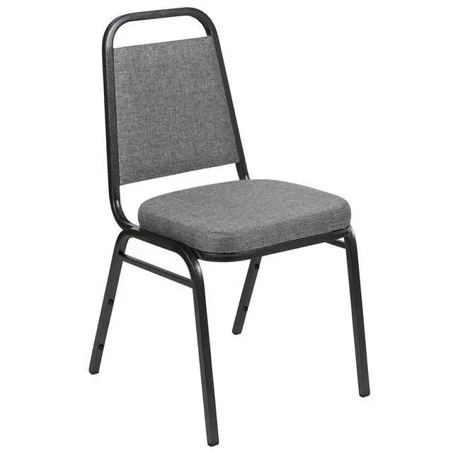 Alt view image 3 of 7 - Gray Fabric Trapezoidal Back Stacking Banquet Chair | 2.5 in Thick Seat, Silver Vein Frame, Fabric Upholstery
